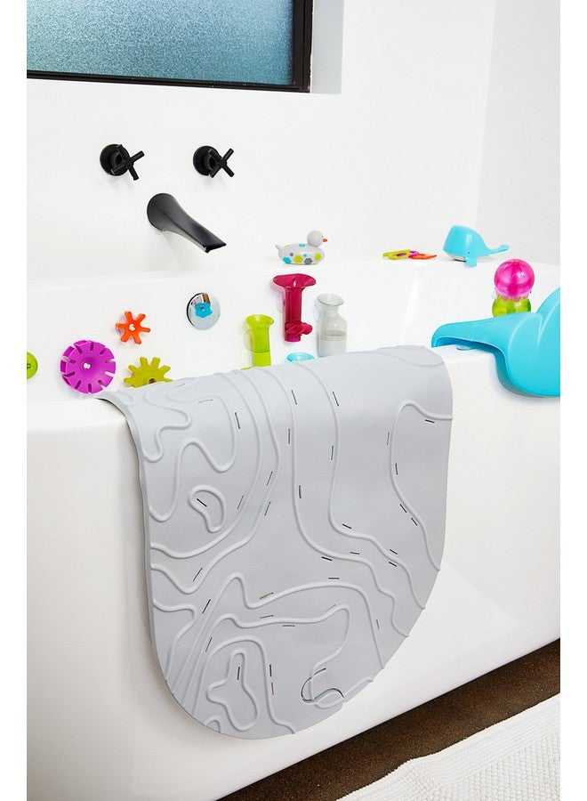 Boon GRIFFLE Textured Non Slip Baby Bath Tub Mat with Hanging Hook and Drain Holes, Gray - Image 5