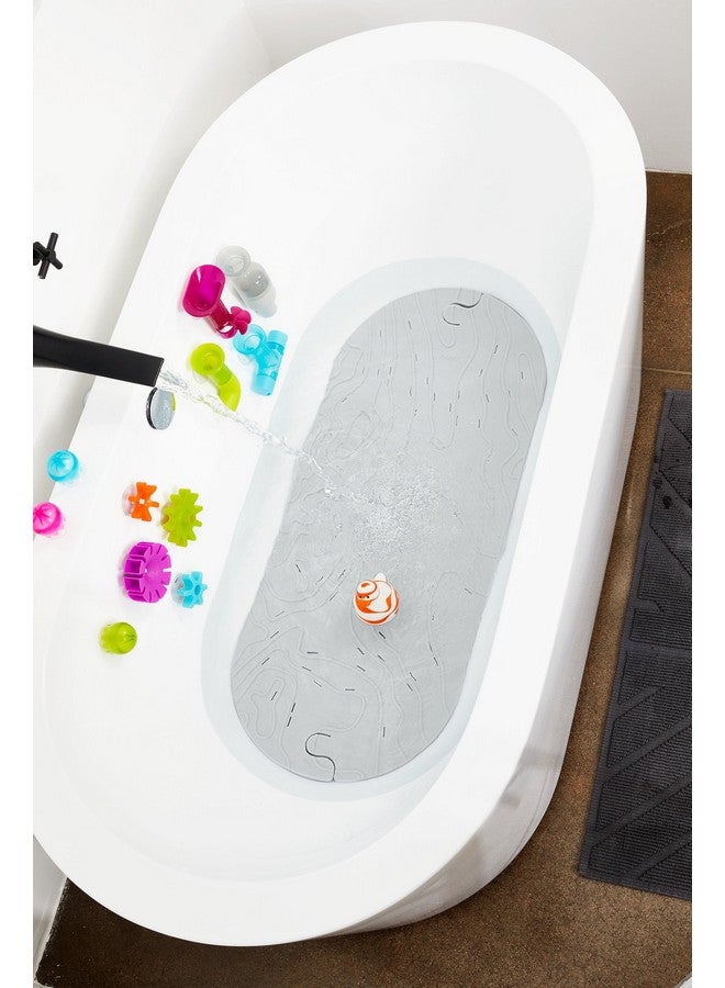 Boon GRIFFLE Textured Non Slip Baby Bath Tub Mat with Hanging Hook and Drain Holes, Gray - Image 4