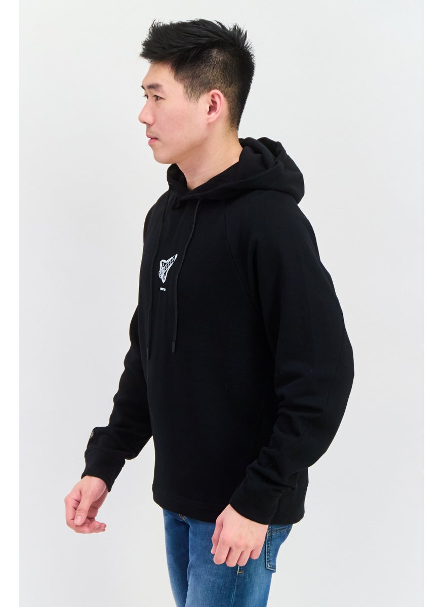 Selected Homme Men Hooded Long Sleeve Printed Sweatshirt, Black Combo  - Image 2