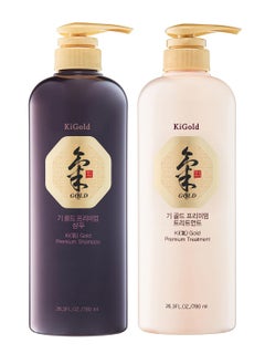 Daeng Gi Meo Ri - Ki Gold - Premium Shampoo + Treatment Set for Hair Loss, Thin Hair, Gray Hair Prevention, Medicinal Herbal Shampoo, All Natural, Korea's No. 1 Brand