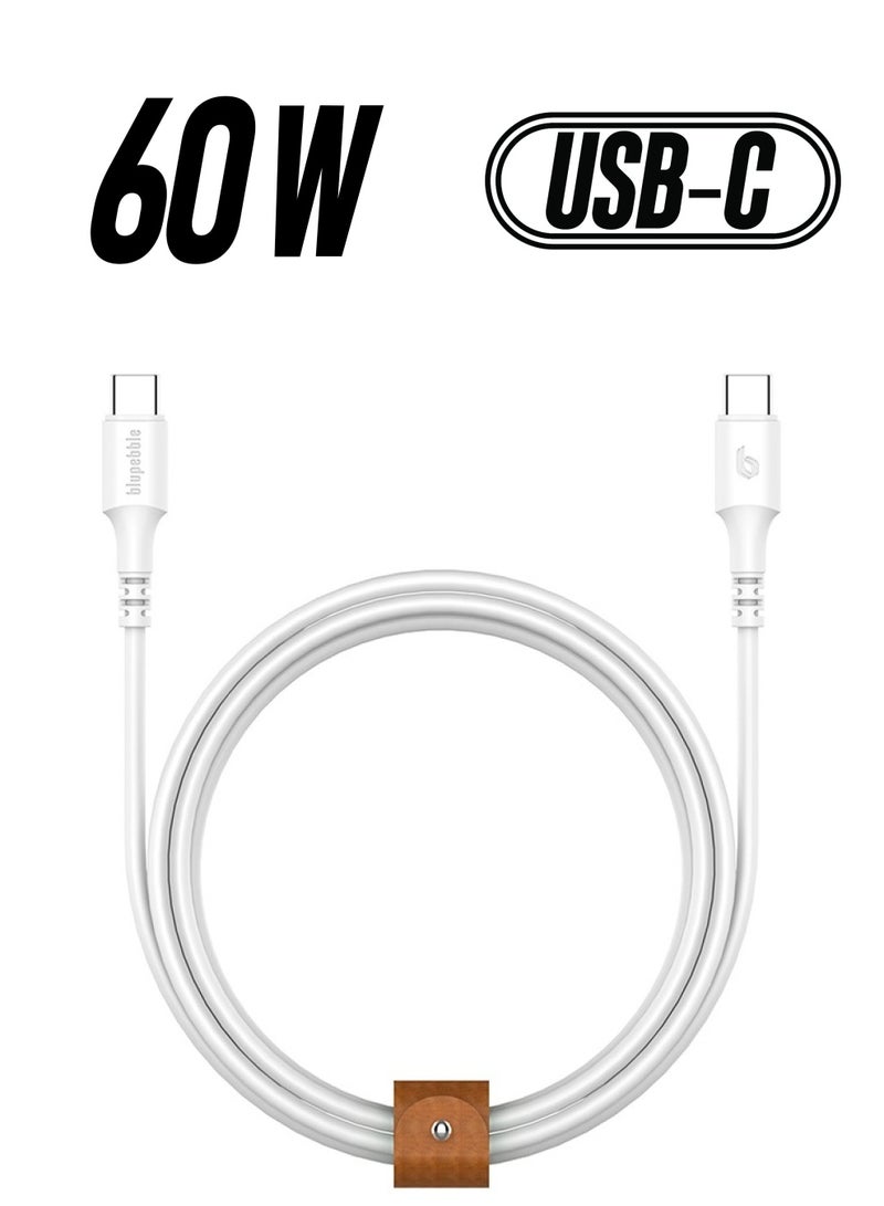 blupebble PowerFlow 60W USB-C to USB-C Fast Charging Cable | PD 3.0 Type-C Cable for iPhone 16, MacBook Air, iPad Pro, Samsung & Android | Braided, Durable | 1.2M & 2M Length Options  - Image 1