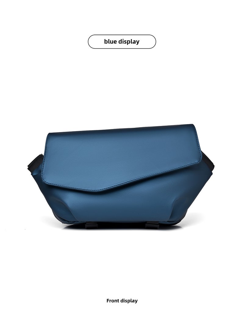 Generic Trendy Mens Functional Sling Bag Waterproof Multi-pocket Shoulder Satchel Blue 
