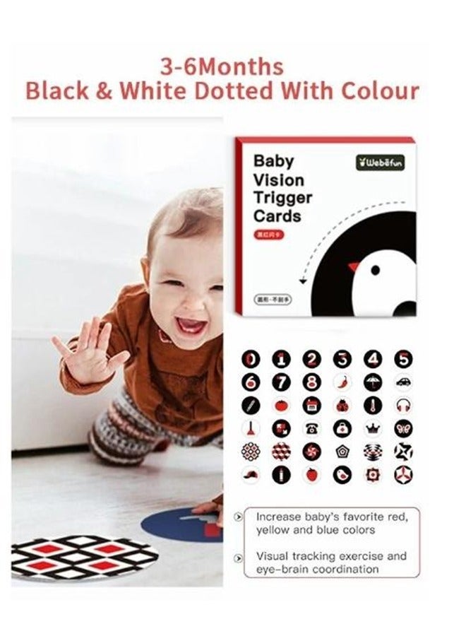 Bebiland Black and White High Contrast Baby Flash Cards, Tummy Time Newborn Toy, Chewable Tear-proof Paper, 4-Piece 72-Page Visual Card Set for Infants Ages 0-36 Months - Image 4