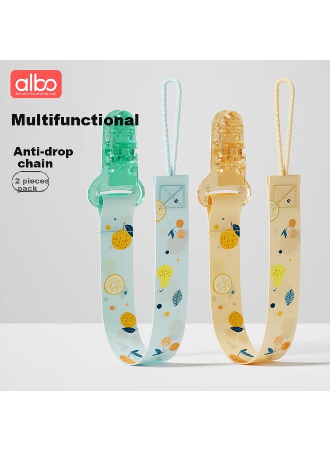 Albo Baby Teether Chain, Anti-drop Pacifier Chain, Baby Teething Stick Toy With Strap, Anti-lost Clip, 2 Pieces - Image 1