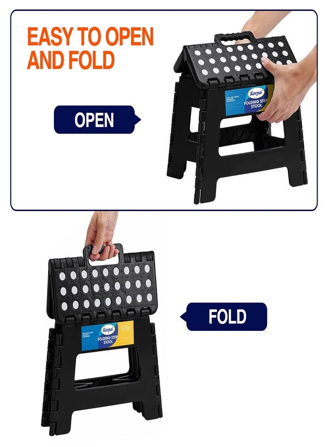 Korpai 9" Folding Step Stool for Adults,Kids,Non-Slip Folding Stools with Portable Handle,Plastic Foldable Step Stool for Kitchen ect,Black,1PC - Image 4