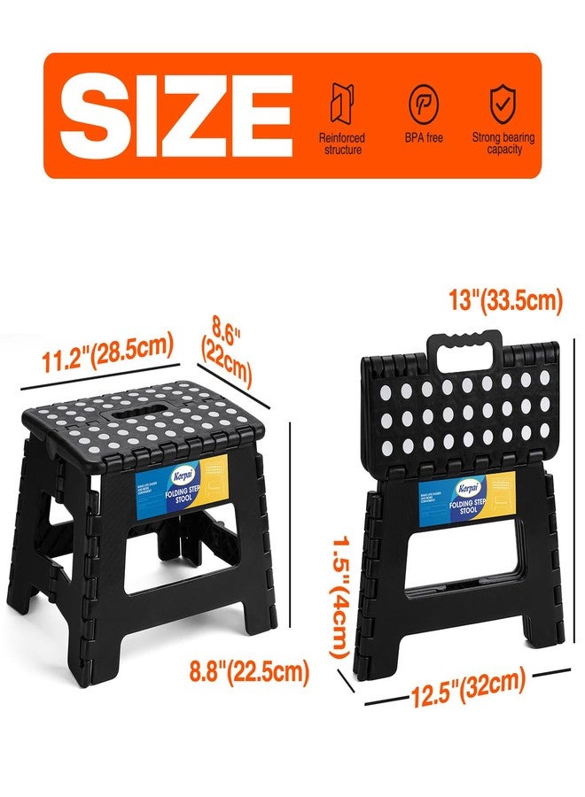 Korpai 9" Folding Step Stool for Adults,Kids,Non-Slip Folding Stools with Portable Handle,Plastic Foldable Step Stool for Kitchen ect,Black,1PC - Image 2
