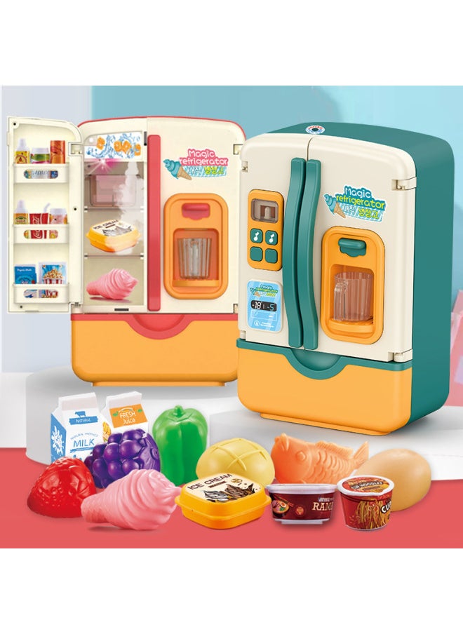 Children's Simulated Kitchen Appliances Ice Spray Refrigerator Toy Suitable For Girls Boys Birthday Gift-Color:[English Packaging] [Spray] Ice Light Music Refrigerator-Mint Green  - Image 3