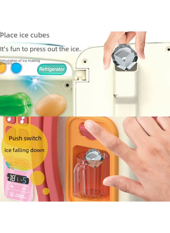 Children's Simulated Kitchen Appliances Ice Spray Refrigerator Toy Suitable For Girls Boys Birthday Gift-Color:[English Packaging] [Spray] Ice Light Music Refrigerator-Mint Green  - Image 4