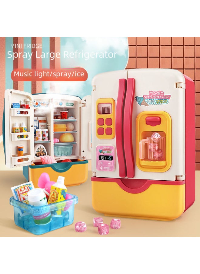 Children's Simulated Kitchen Appliances Ice Spray Refrigerator Toy Suitable For Girls Boys Birthday Gift-Color:[English Packaging] [Spray] Ice Light Music Refrigerator-Mint Green  - Image 2