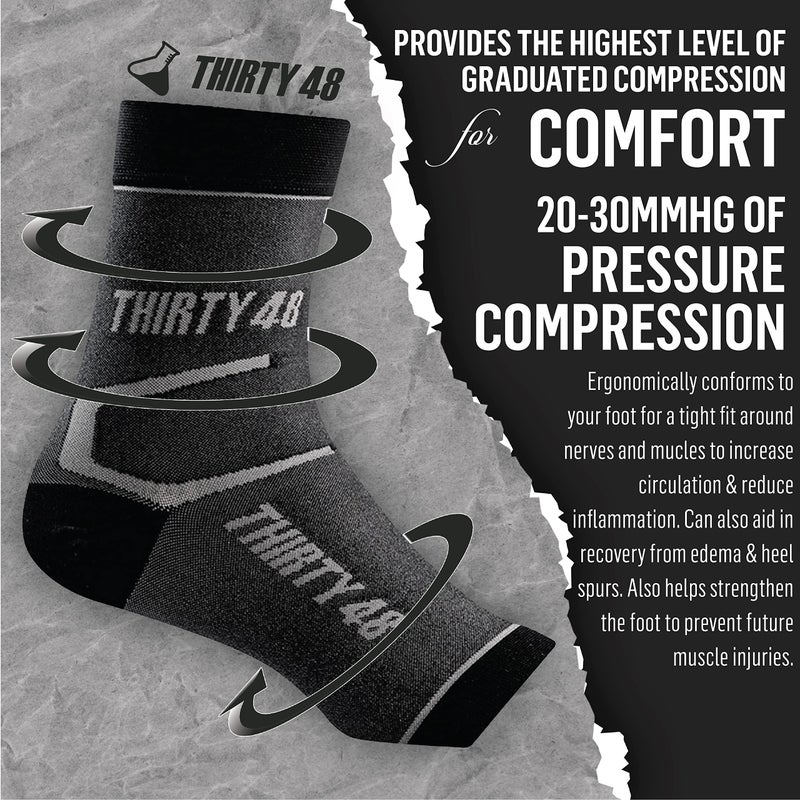 Thirty48 Plantar Fasciitis Socks, 20-30 mmHg Foot Compression Sleeves for Ankle/Heel Support, Increasing Blood Circulation, Relieving Arch Pain, Reducing Foot Swelling - Image 2