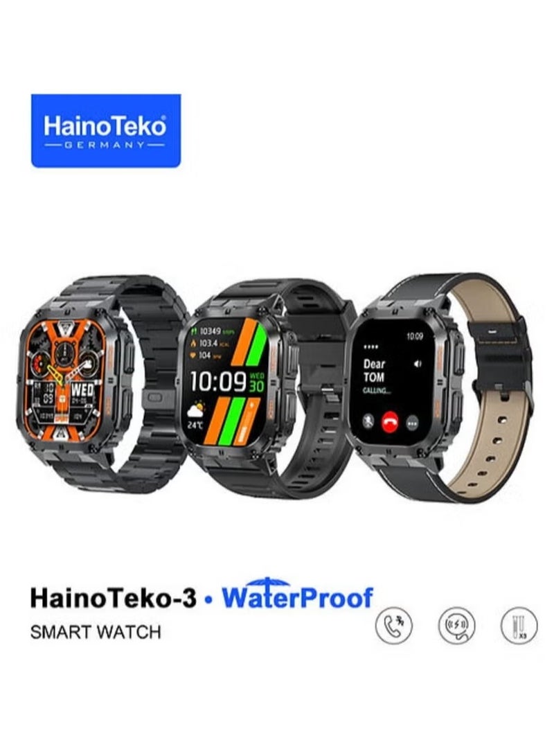 Haino Teko Smart Watch with 3 Pairs of Straps | Fitness Tracker, Heart Rate Monitor, Sleep Tracking, Bluetooth Calling, Waterproof, Stylish Design for Men & Women - Image 1