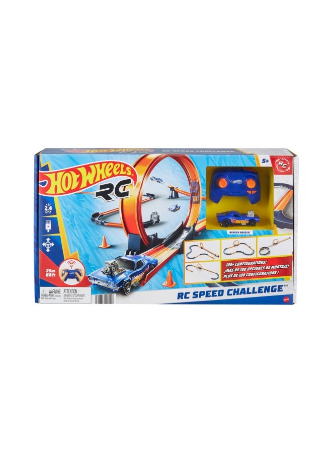 Hot Wheels مجموعة مسار تحدي السرعة بالتحكم عن بُعد من هوت ويلز (30 قطعة) - Image 4