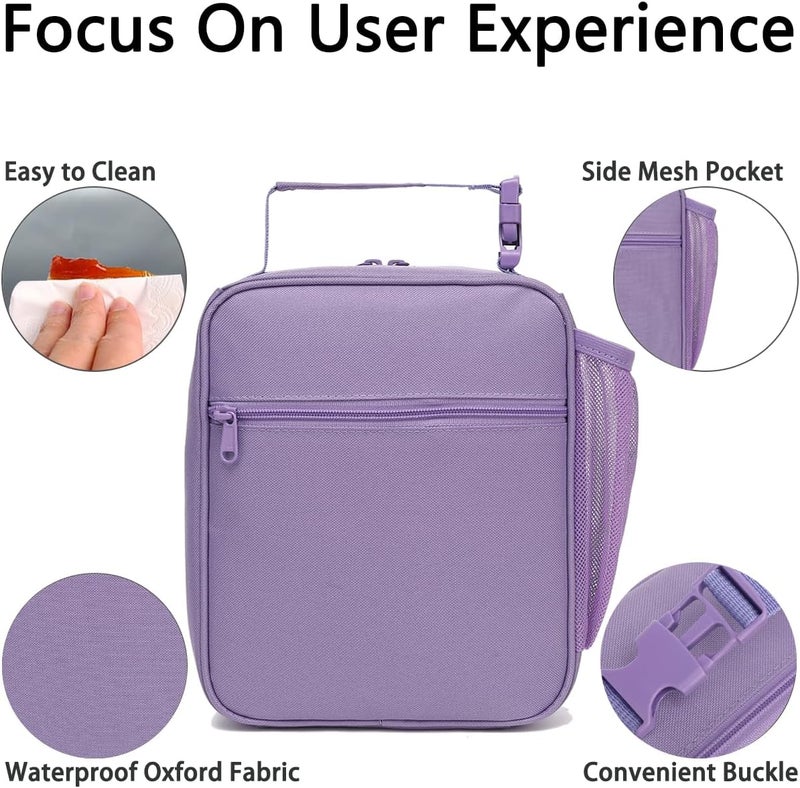 GYEUKHAM Insulated Lunch Bag for Women Girl Teen large Insulated Kid Lunch Bag,Large Reusable Cute Cooler Bag for School Work Picnic,Purple Alphabet - Image 4