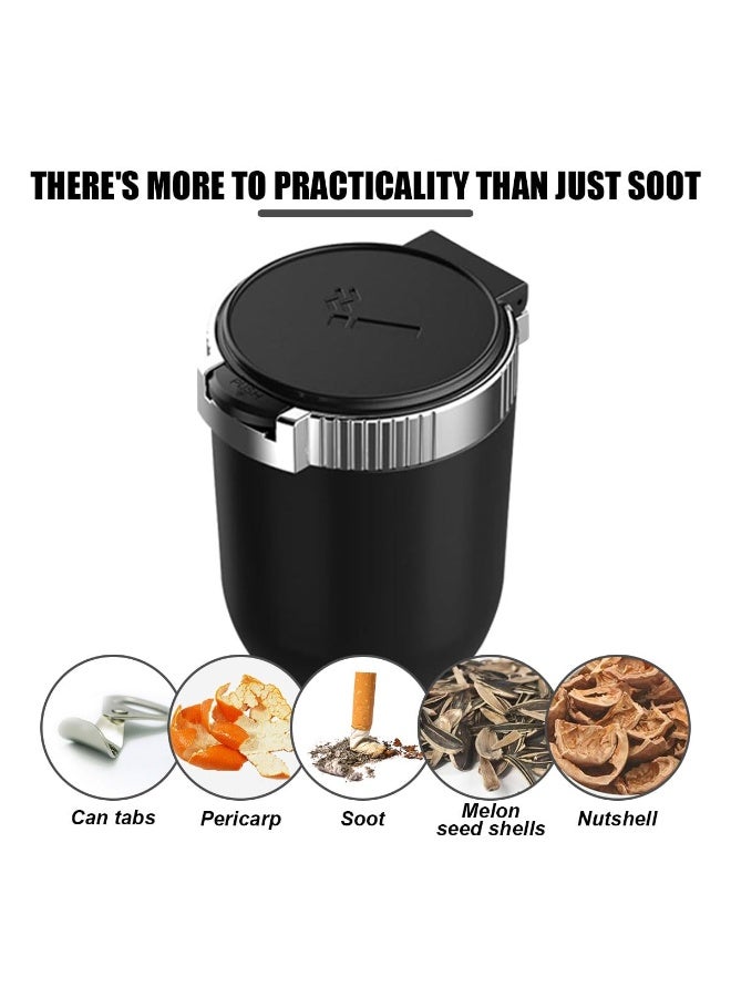 Chabeia Smokeless Car Ashtray with Lid - Stainless Steel Inner Container Windproof Ashtray, Portable LED Blue Light Auto Accessories for Travel, Detachable Mini Trash Can (Silver 1-Pack) - Image 5