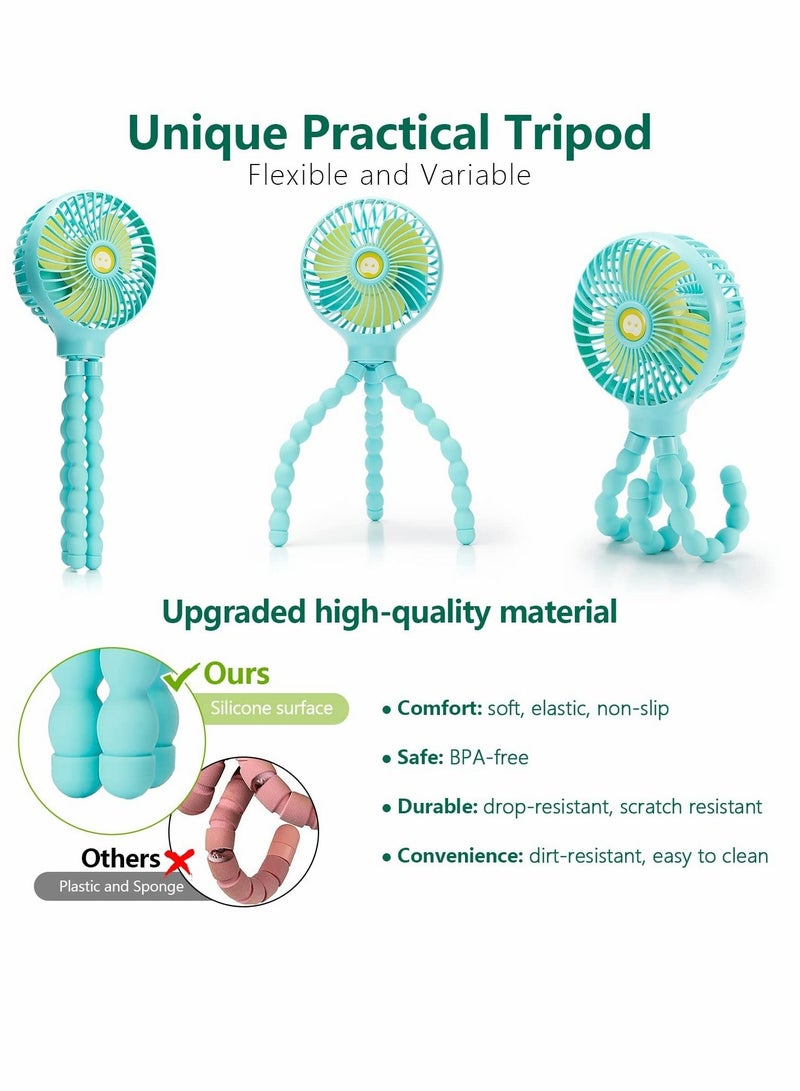 KASTWAVE Mini Fan Handheld Personal Portable Fan, Baby Stroller Fan, Car Seat Fan, USB or Battery Powered, with Flexible Tripod Clip on Student Bed Desk Crib Camping Traveling - Image 4