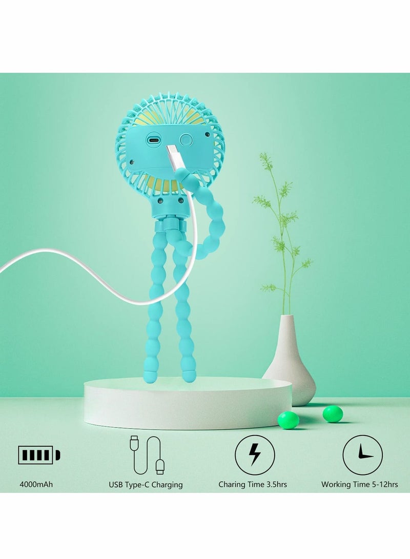 KASTWAVE Mini Fan Handheld Personal Portable Fan, Baby Stroller Fan, Car Seat Fan, USB or Battery Powered, with Flexible Tripod Clip on Student Bed Desk Crib Camping Traveling - Image 2