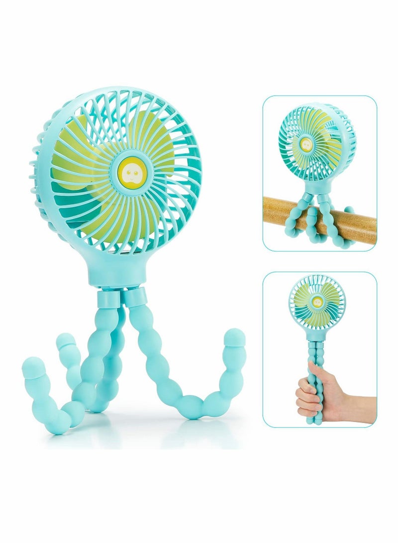 KASTWAVE Mini Fan Handheld Personal Portable Fan, Baby Stroller Fan, Car Seat Fan, USB or Battery Powered, with Flexible Tripod Clip on Student Bed Desk Crib Camping Traveling - Image 1