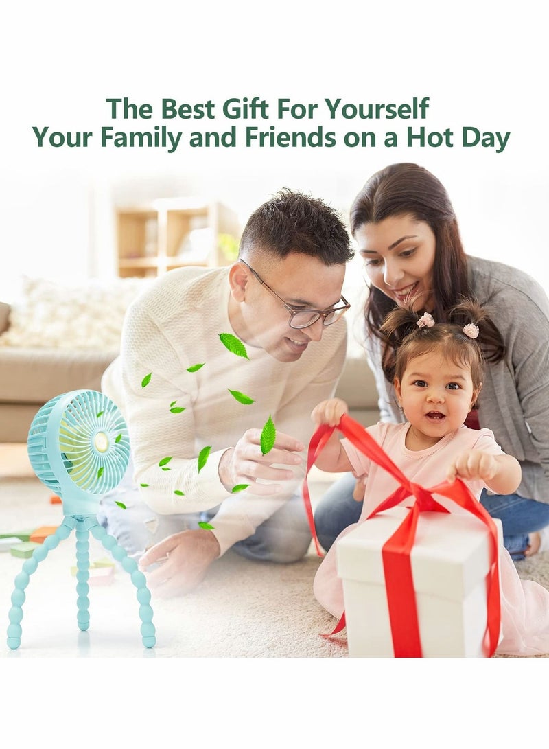 KASTWAVE Mini Fan Handheld Personal Portable Fan, Baby Stroller Fan, Car Seat Fan, USB or Battery Powered, with Flexible Tripod Clip on Student Bed Desk Crib Camping Traveling - Image 5