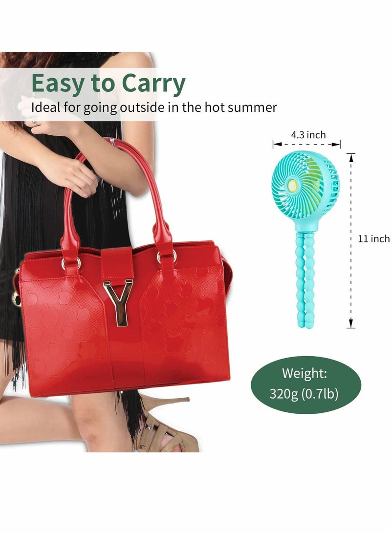 KASTWAVE Mini Fan Handheld Personal Portable Fan, Baby Stroller Fan, Car Seat Fan, USB or Battery Powered, with Flexible Tripod Clip on Student Bed Desk Crib Camping Traveling - Image 3