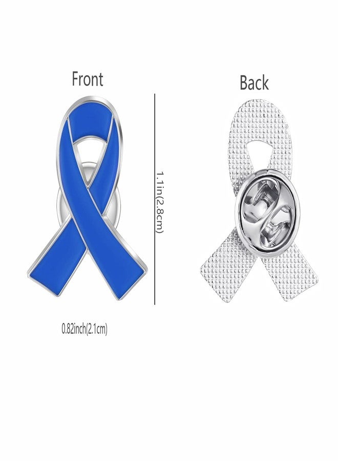 cogont 100PCS Dark Blue Ribbon Awareness Pins Colon Cancer Child Abuse Awareness Rectal Cancer Awareness Enamel Lapel brooches Pins, JSAZXZ-40 - Image 2