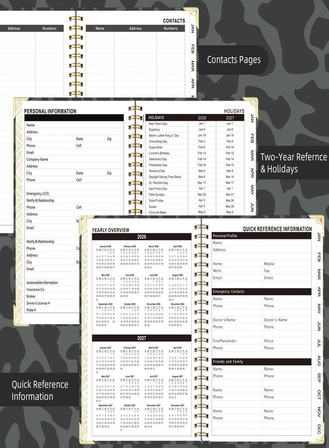 Knagsfa 2026 Planner, Jan.2026 - Dec.2026 Planner Weekly and Monthly 6.25"x8.5" with Page Tabs, Calendar Hardcover with Inner Pocket, Elastic Band,Twin-Wire Binding,Bookmark, Black Leopard - Image 3