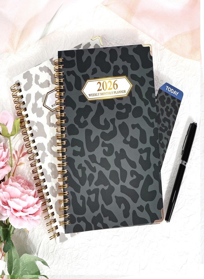 Knagsfa 2026 Planner, Jan.2026 - Dec.2026 Planner Weekly and Monthly 6.25"x8.5" with Page Tabs, Calendar Hardcover with Inner Pocket, Elastic Band,Twin-Wire Binding,Bookmark, Black Leopard - Image 2