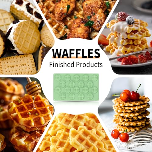 QELEG 2pcs Silicone Wax Melt Molds, 18 Cavities Mini Eggo Waffle Mold for Cookie, Chocolate, Candy and Gummy Mold - Image 5