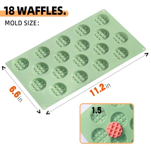 QELEG 2pcs Silicone Wax Melt Molds, 18 Cavities Mini Eggo Waffle Mold for Cookie, Chocolate, Candy and Gummy Mold - Image 2