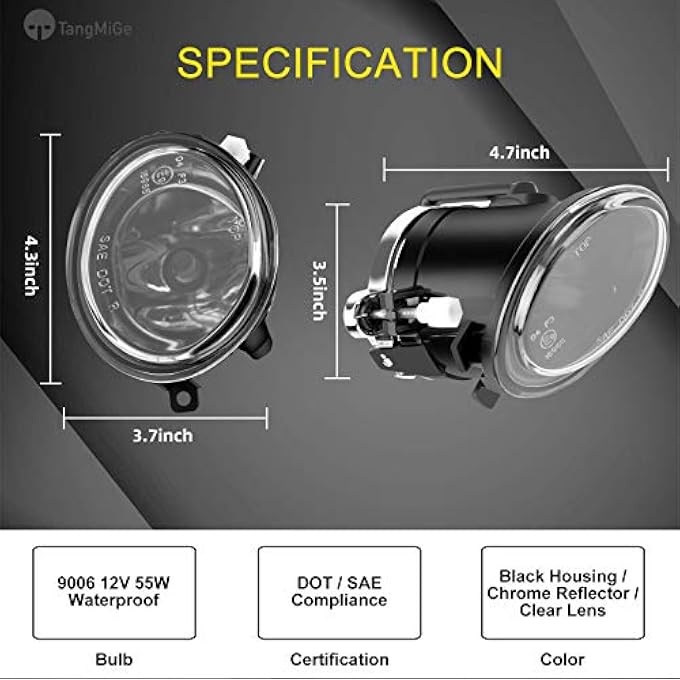 TangMiGe Fog Lights Compatible With Bmw E46 E39 M3 M5  3 Series 320I 323I 325I 325Xi 330I 330Xi 330Ci Sedan 325I 325Xi 330I 330Xi Wagon All WSport Package 1 Pair Fog Lamps - Image 4
