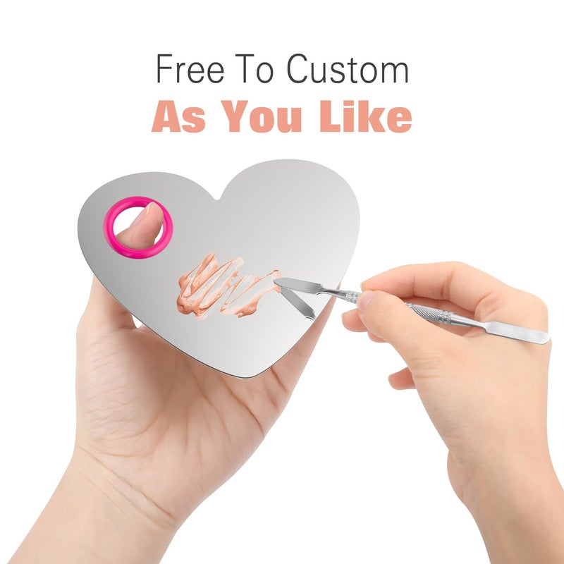 Luxspire Makeup Mixing Palette, Stainless Steel Cosmetics Makeup Palette Foundation Cream Mixing Blending Artist Tool Makeup Tools with Spatula for Eyeshadow, Lipsticks, Nail Art - Image 3