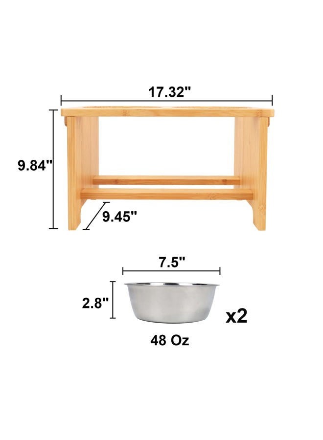 HTB Elevated Dog Bowls,Raised Dog Bowl Stand Feeder with 2 Stainless Steel Bowls,Dog Cat Pet Food Water Bowls for Small Medium Large Dogs - Image 5