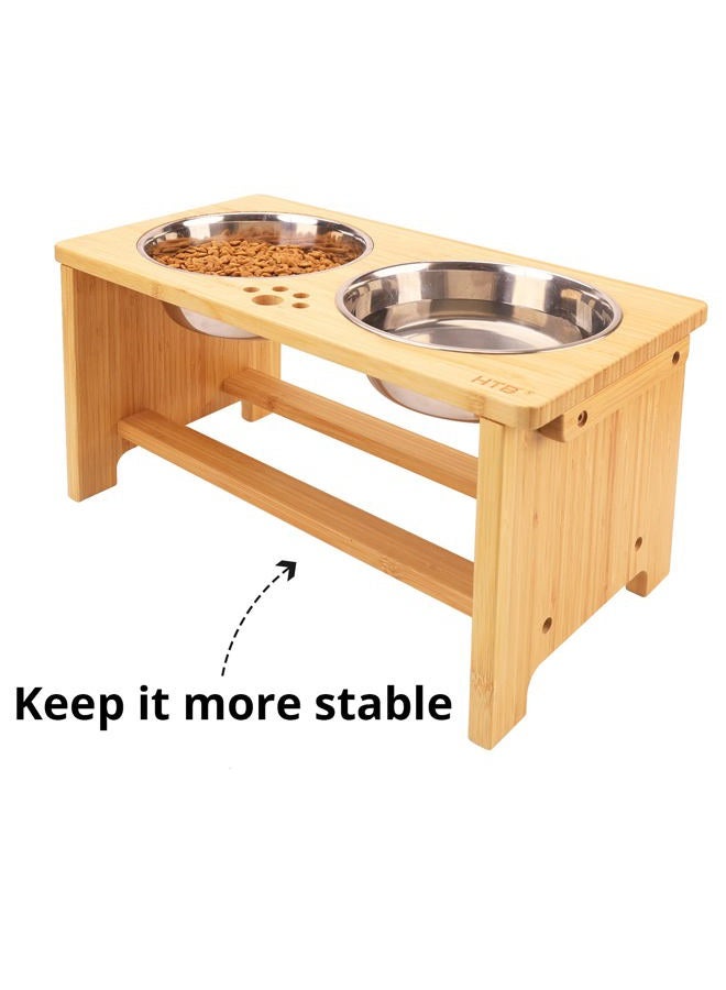 HTB Elevated Dog Bowls,Raised Dog Bowl Stand Feeder with 2 Stainless Steel Bowls,Dog Cat Pet Food Water Bowls for Small Medium Large Dogs - Image 4