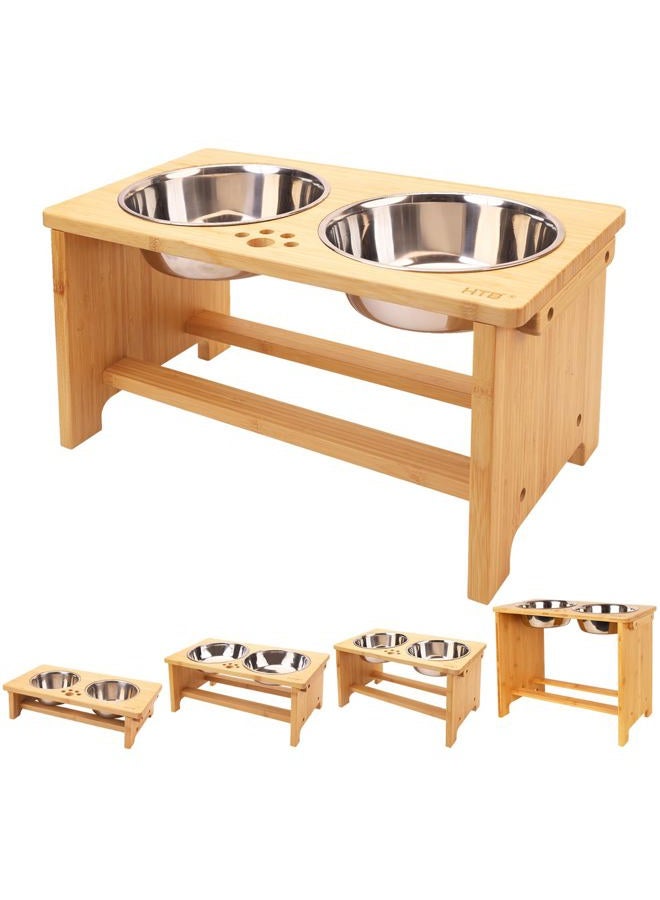 HTB Elevated Dog Bowls,Raised Dog Bowl Stand Feeder with 2 Stainless Steel Bowls,Dog Cat Pet Food Water Bowls for Small Medium Large Dogs - Image 1
