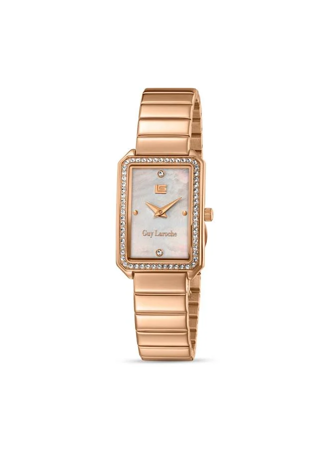 Deborah White Dial Rose Gold Metal Bracelet Analog Watch for Women 22.5mm