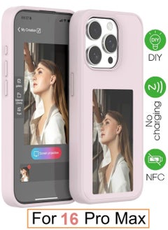 General Smart NFC Ink Phone Case Compatible for iPhone 16 Pro Max, Customizable E-Ink Screen DIY Images Long-Lasting Display Fast Transmission (Pink)  - Image 1