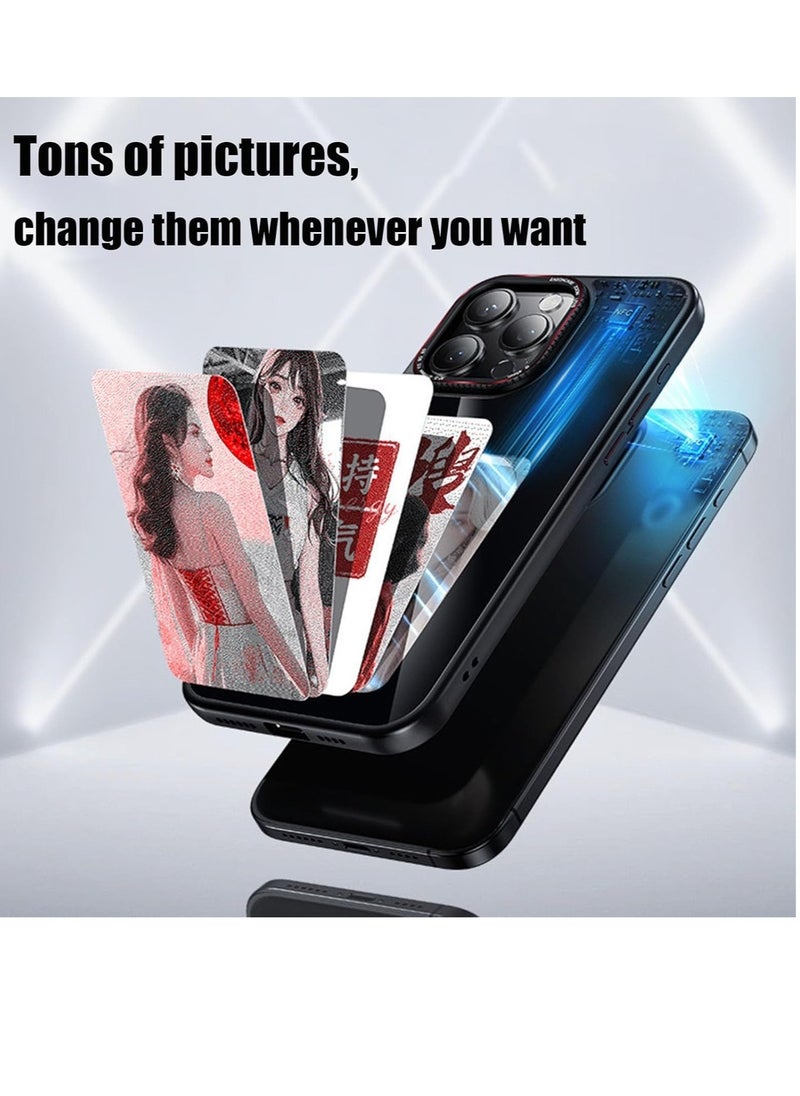Smart NFC Ink Phone Case Compatible for iPhone 16 Pro Max, Customizable E-Ink Screen DIY Images Long-Lasting Display Fast Transmission (Pink)