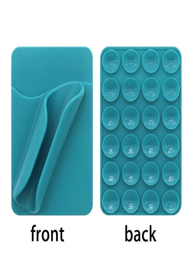 AROAQ 2-in-1 Silicone Mobile Phone Lipstick & Card Holder – Suction Cup Mount, Portable Lip Gloss & Card Organizer for All Phones , Bluish Green - Image 1