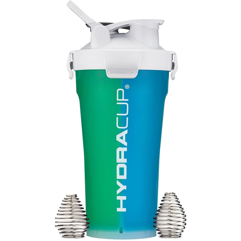 HYDRA CUP Hydra Cup DualShaker Pro 32 oz Shaker Bottle for Protein Shakes  Shaker Cup w/Handle & Ball Blender Whisks  Dual Mixing Shaker Bottle with Storage  2 in 1  for Travel To Go  BPA Free (White) - Image 1