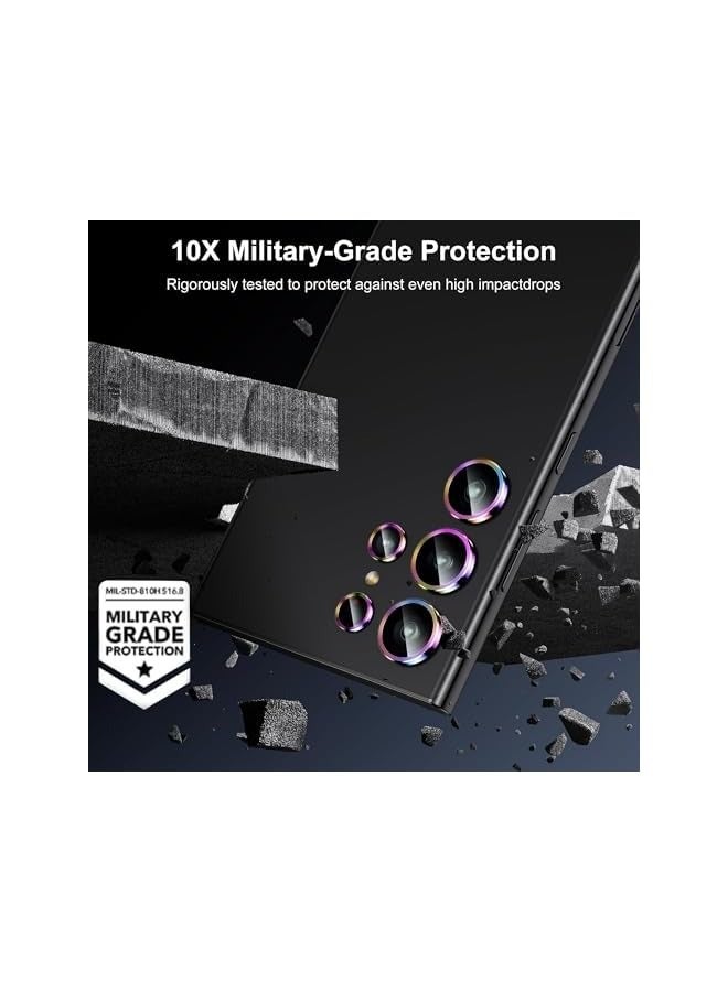 بروماس واقي عدسة كاميرا Galaxy S25 Ultra، زجاج مقسى رفيع للغاية مقاوم للخدش بدرجة 9H، مع ملحقات غطاء واقي شاشة الكاميرا بدائرة معدنية من الألومنيوم (ملون) - Image 3