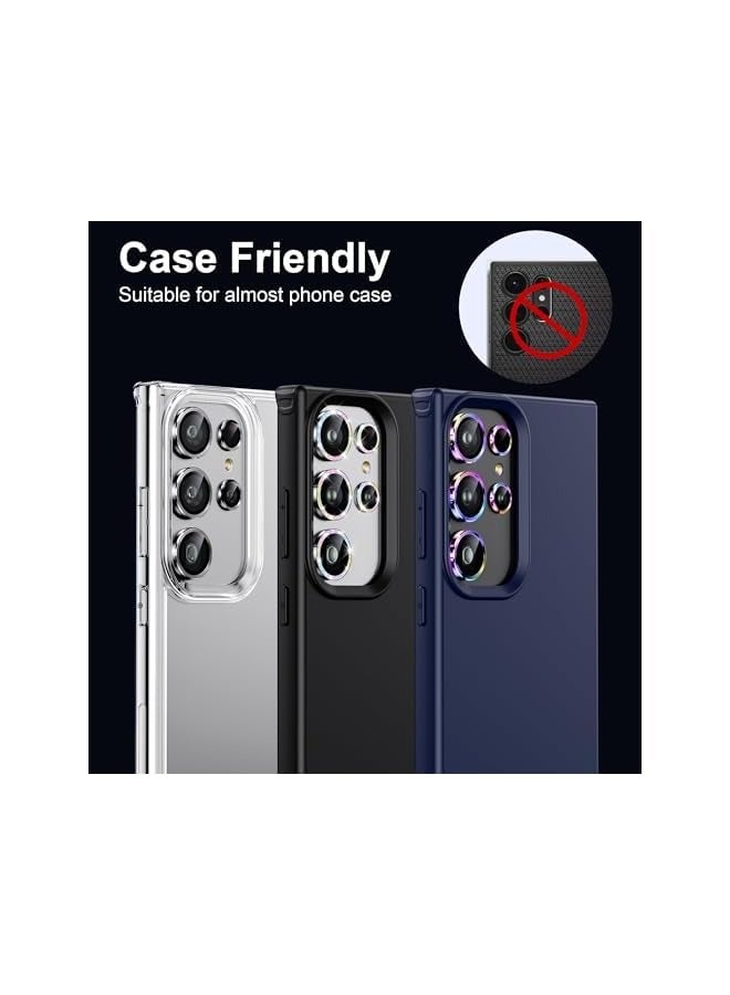 بروماس واقي عدسة كاميرا Galaxy S25 Ultra، زجاج مقسى رفيع للغاية مقاوم للخدش بدرجة 9H، مع ملحقات غطاء واقي شاشة الكاميرا بدائرة معدنية من الألومنيوم (ملون) - Image 4