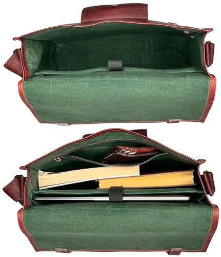 Rustic Town Leather Messenger Bag for Men 14 Full Grain Leather Laptop Briefcase Vintage Computer Satchel Travel Crossbody Bag for Office Work - Image 3