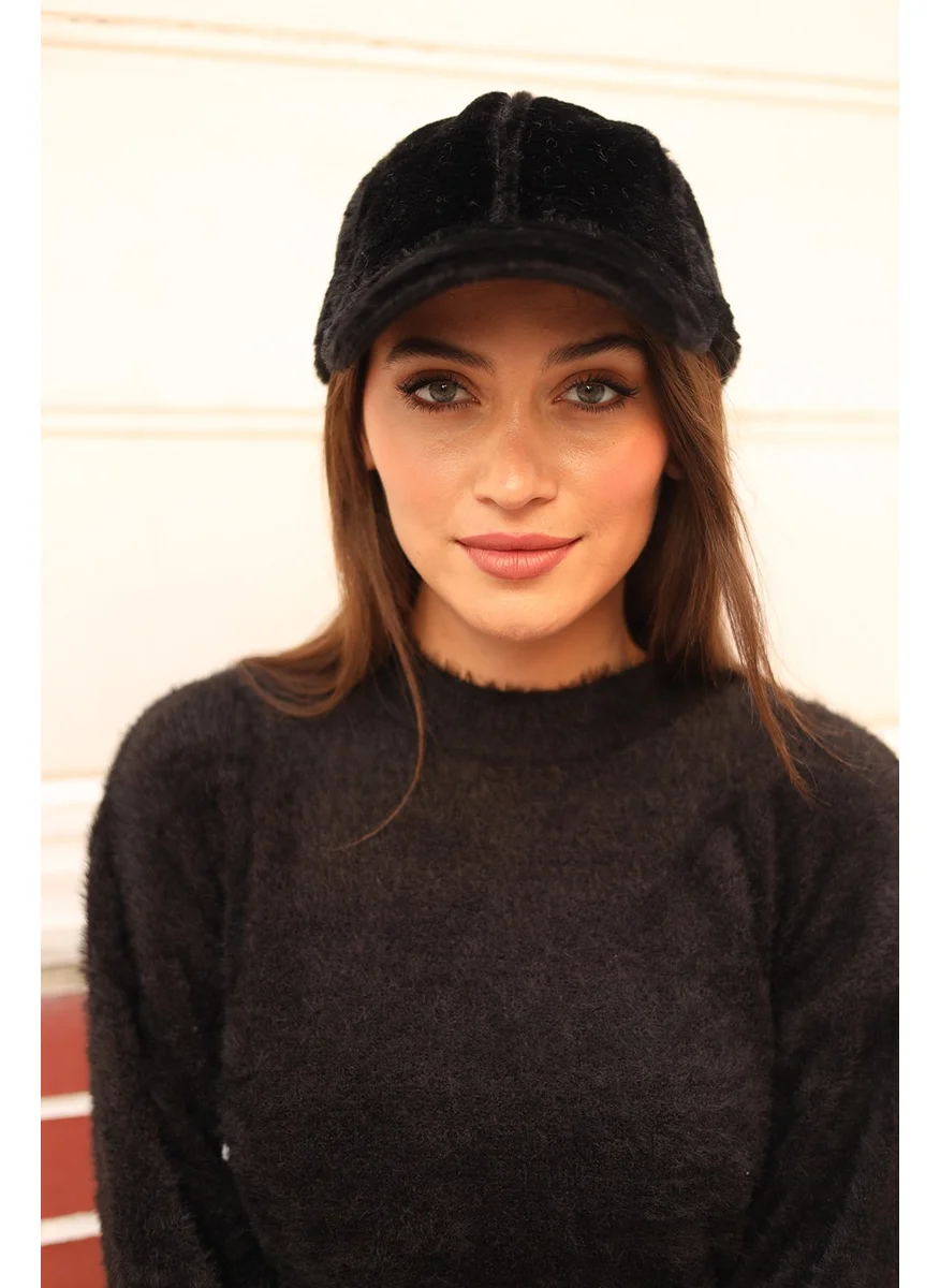 Remsa Mayo Women Plush Cap Hat Rkş-06 Black
