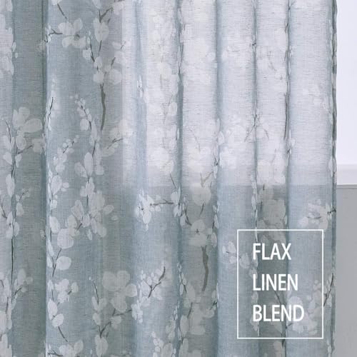 BFAM Sheer Curtain with Floral Print, Premium Printed Sheer Drapes, Eyelet/Grommet Curtain for Living Room, Bedroom, Light Filtering Curtains, Blue Floral 5 Feet,Pack of 1 Curtain - Image 3
