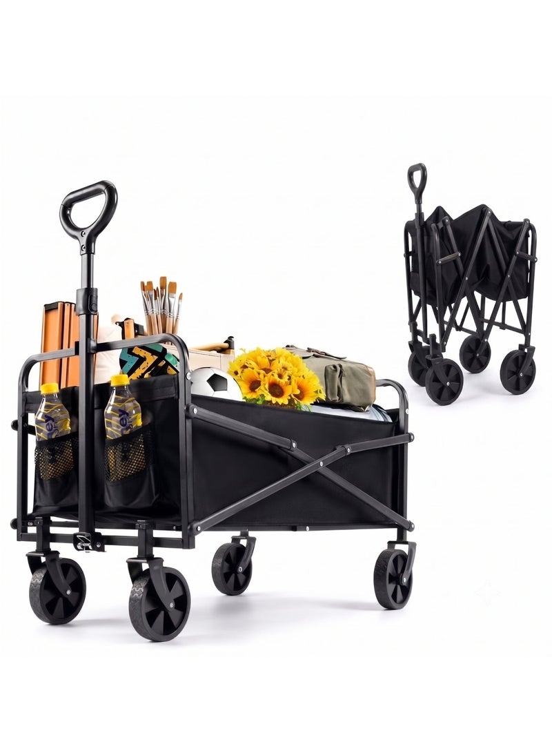 ZEESQUARE Premium Folding Wagon Cart Heavy Duty | Large Capacity Collapsible Utility Wagon with Strong Steel Frame & Waterproof Oxford Fabric | Portable Outdoor Garden Cart Trolley for Camping, Beach, Picnic, Travel & Storage - Image 1