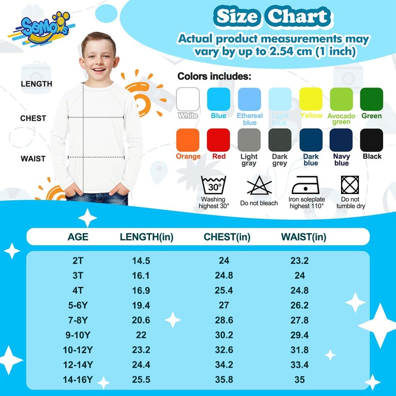 Semois قميص سباحة قصير الأكمام للأطفال الصغار والمراهقين، مقاوم للحكة، مصنوع من نسيج UPF+50، يجف بسرعة - Image 2