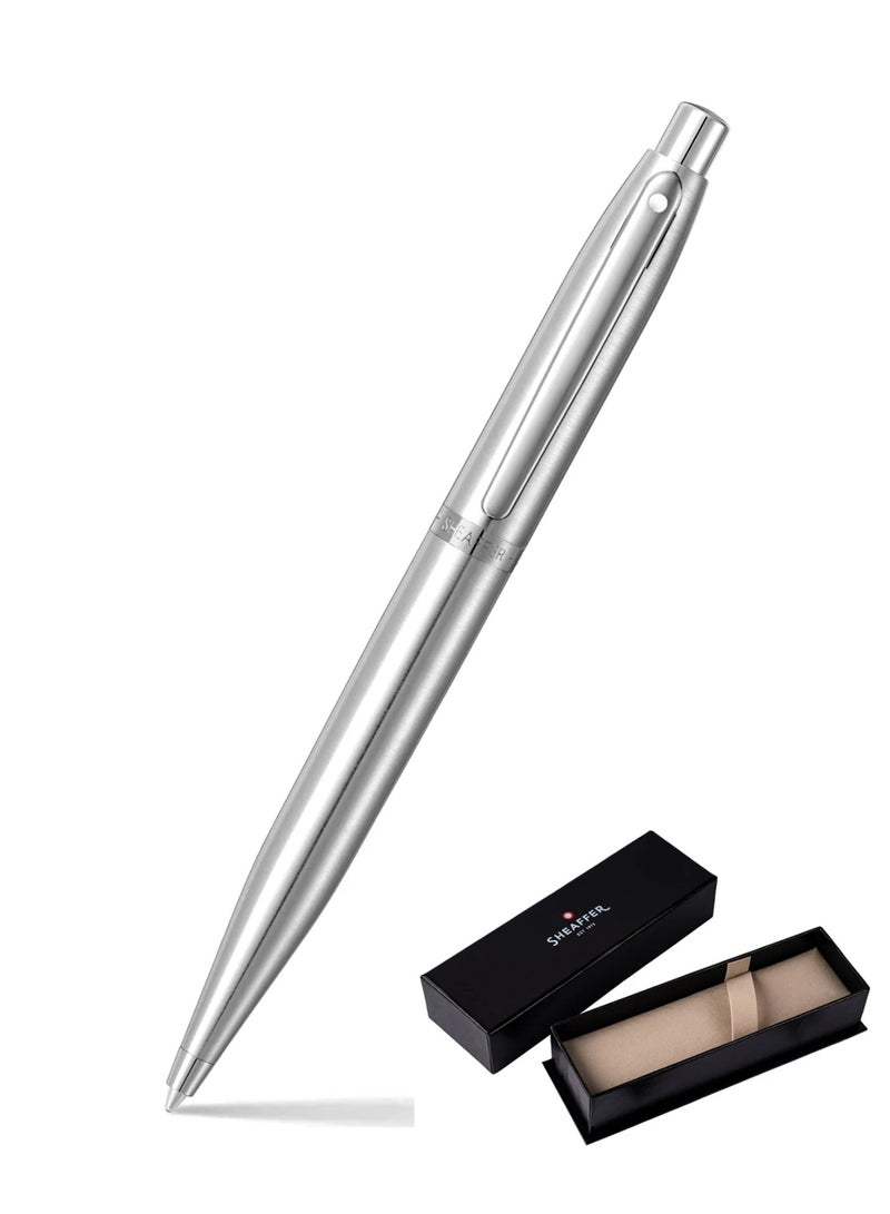 SHEAFFER VFM Ballpoint Pen With Chrome Trim And Brushed Chrome Barrel In Gift Box - Image 1