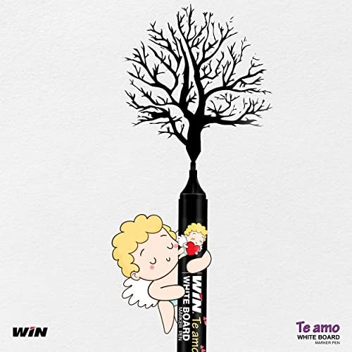 WIN Te Amo White Board Marker | Pack of 10, Black Ink Markers | Highlighter Pen | Bullet Tip for Bold Writing | Erasable Ink & Refillable Marker Pen | School & Office Use | Stationery Items - Image 4