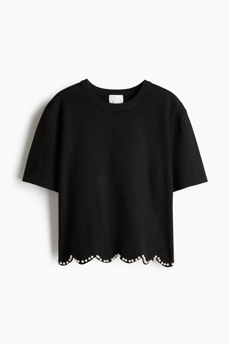 H&M Bead-embellished knitted top