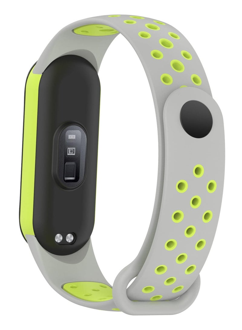 Strap for Xiaomi Mi Band 5/6 Women Men Armband, Two Colours Breathable Adjustable Soft Silicone Replacement Strap (Grey/Lemon) - Image 2