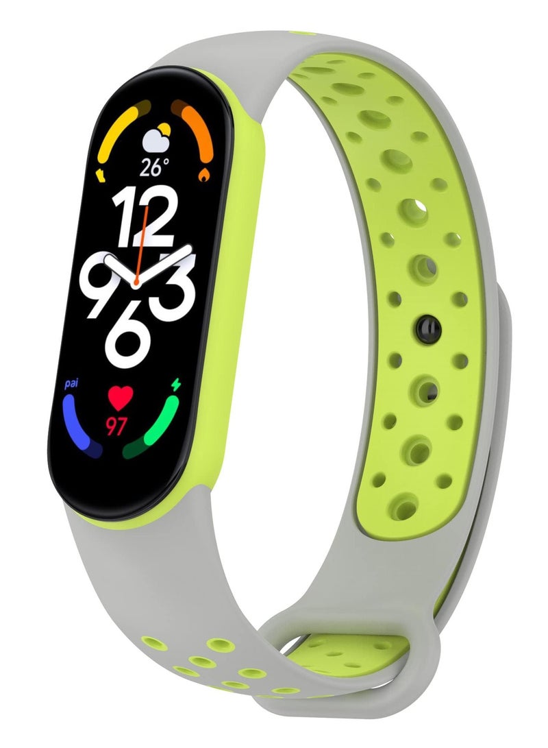 Strap for Xiaomi Mi Band 5/6 Women Men Armband, Two Colours Breathable Adjustable Soft Silicone Replacement Strap (Grey/Lemon) - Image 1